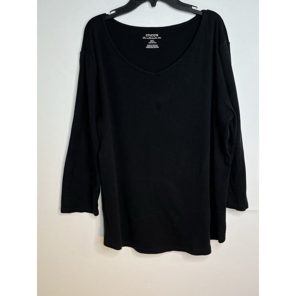 Chicos Sz 3 The Ultimate TEE Black 3/4 sleeve blouse (15)